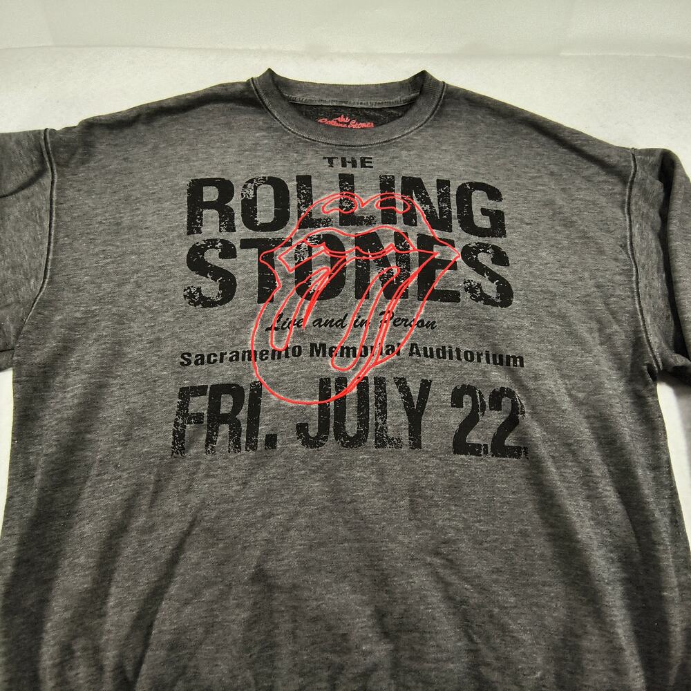 Rolling Stones Band Long Sleeve Sweatshirt Mens Size Extra Large XL Gray Red
